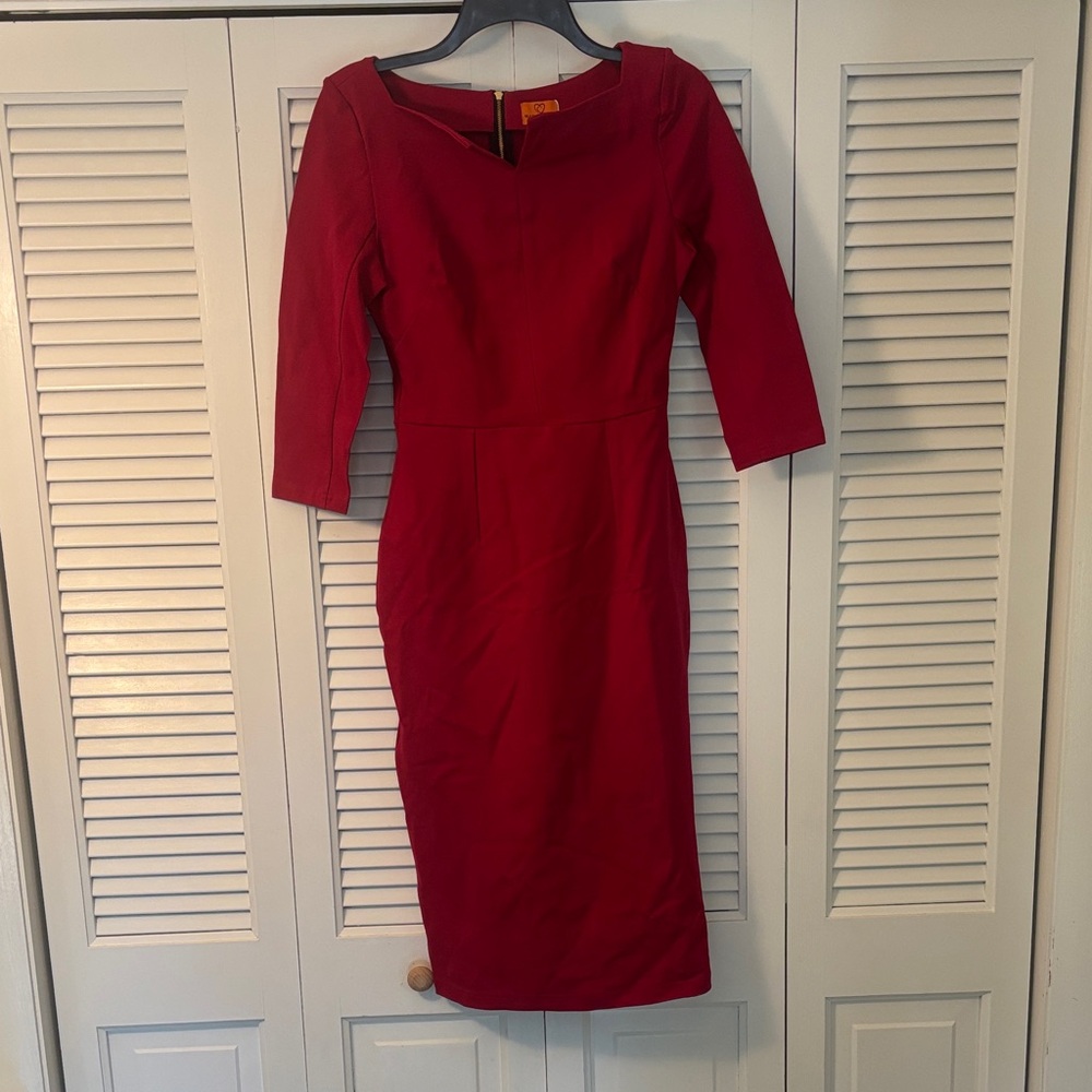 Chic Long Sleeve Red Dress